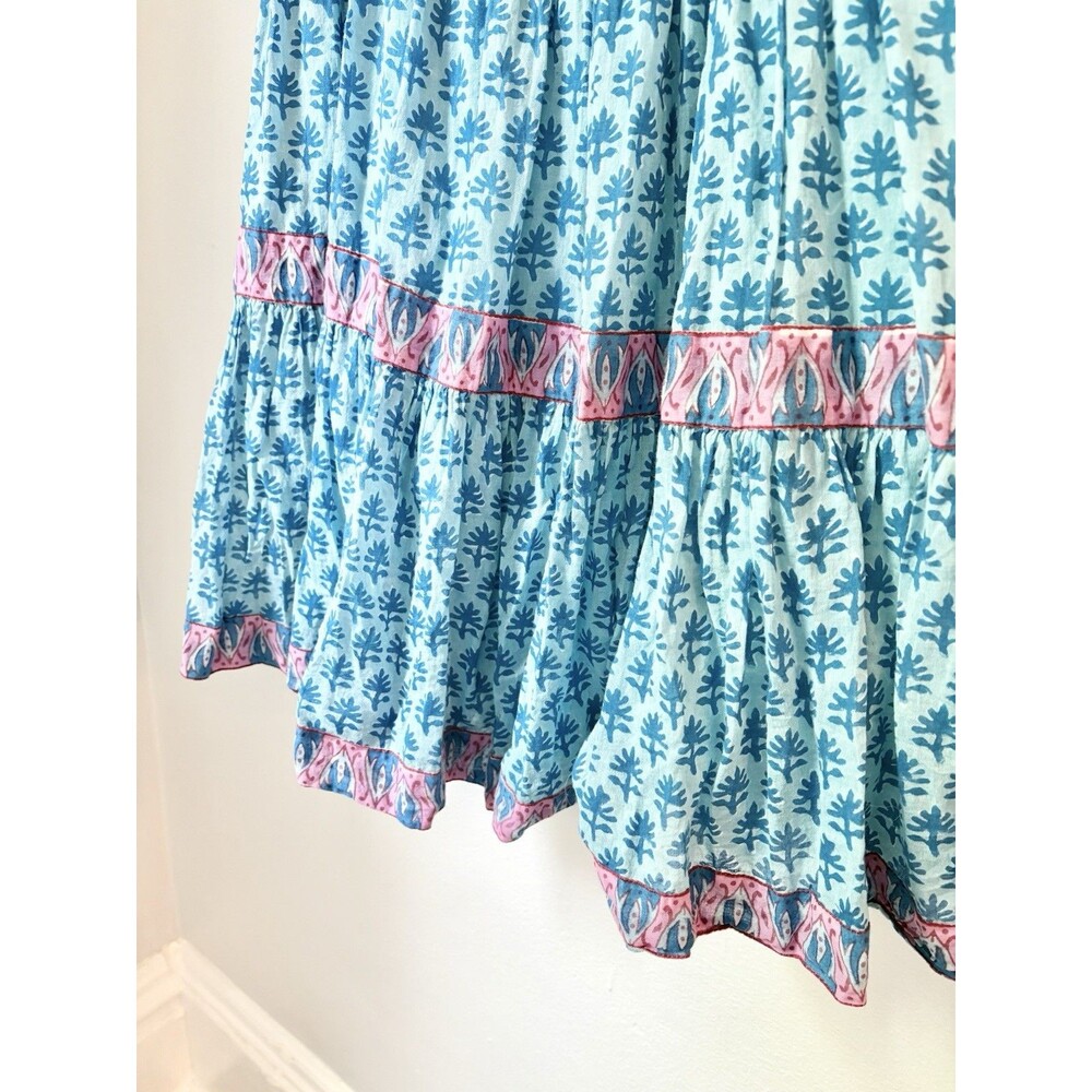 Oliphant Flirty Mini Dress XXS Blue Tiered Sleeveless V-Neck Gauze Boho Beach - Picture 5 of 15